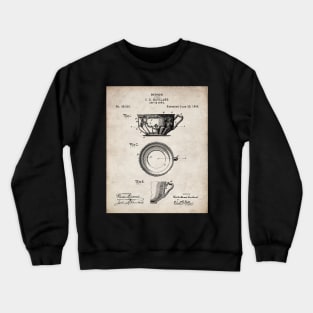 Tea Cup Patent - Tea Coffee Lover Home Kitchen Decor Art - Antique Crewneck Sweatshirt